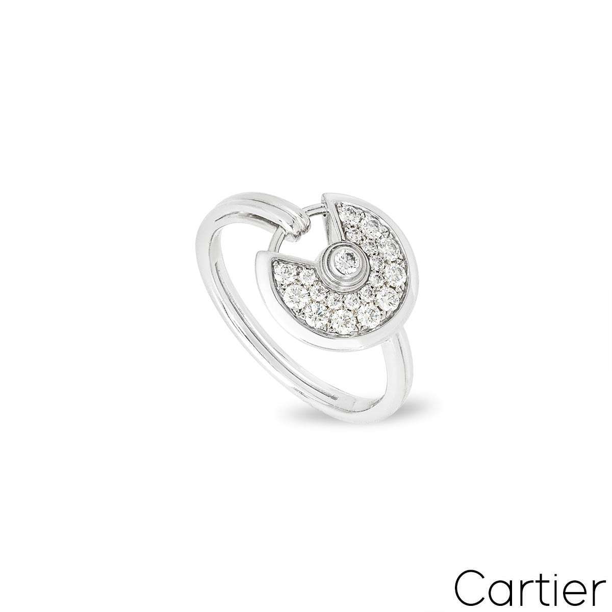 Cartier White Gold Pave Diamond Amulette De Cartier Size 53 Ring 0.45ct TDW Cartier White Gold Pave Diamond Amulette De Cartier Size 53 Ring 0.45ct TDW